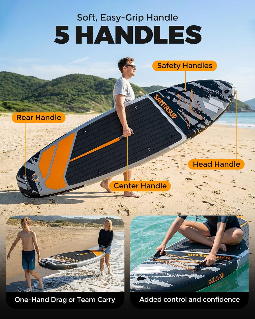 Inflatable Stand Up Paddle Board with SUP Accessories, Anti-Slip EVA Deck, 10'6'/11' Wide Stance Board, Sup Board for Adults & Youth of All Skill Levels Backpack