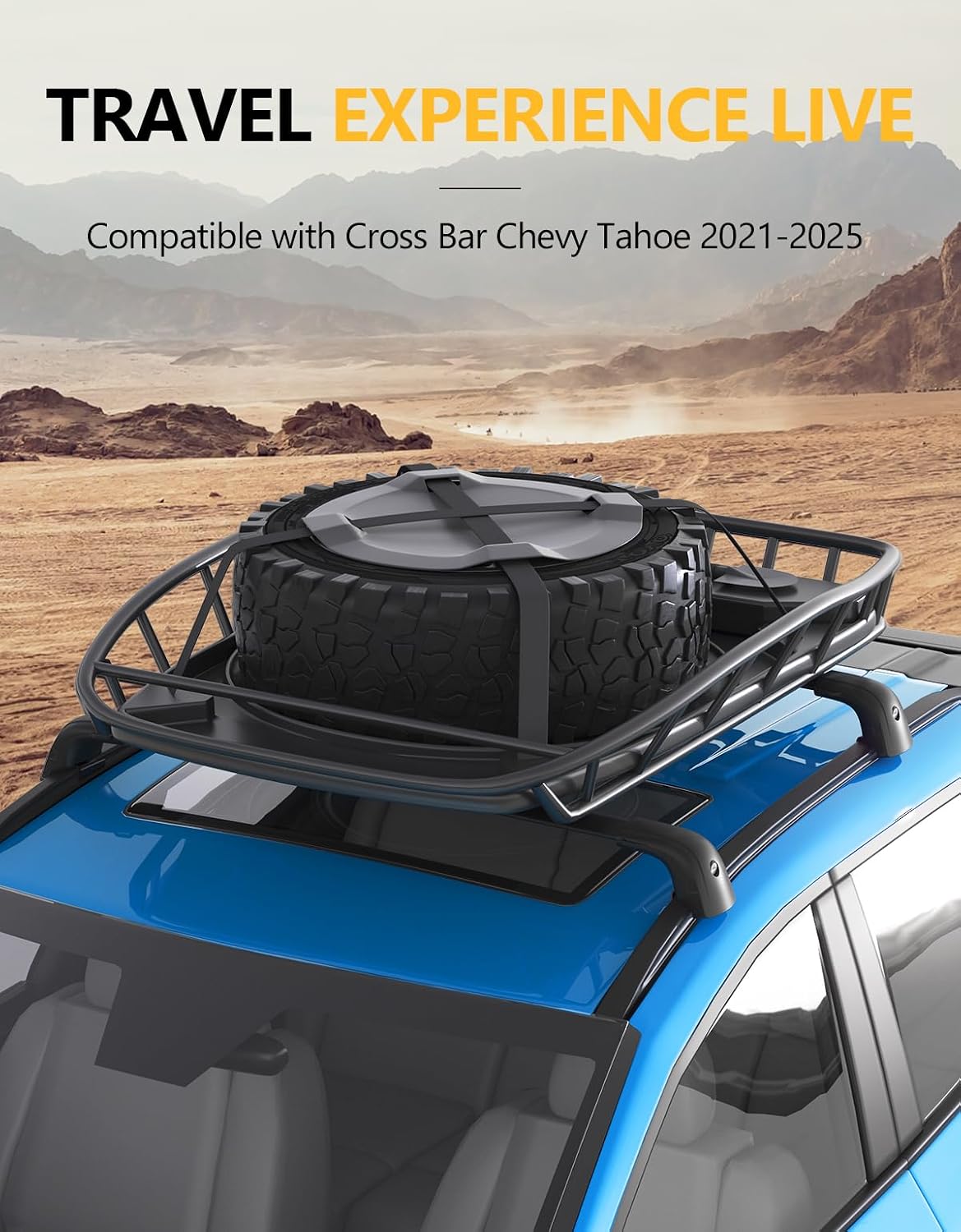 Tuyoung 330lb Roof Rack Cross Bars Compatible with 2021 2022 2023 2024 2025 2026 Chevy Tahoe & Suburban, GMC Yukon XL, Cadillac Escalade ESV, Chevrolet LockableAluminum Black Crossbar Carrier Luggage