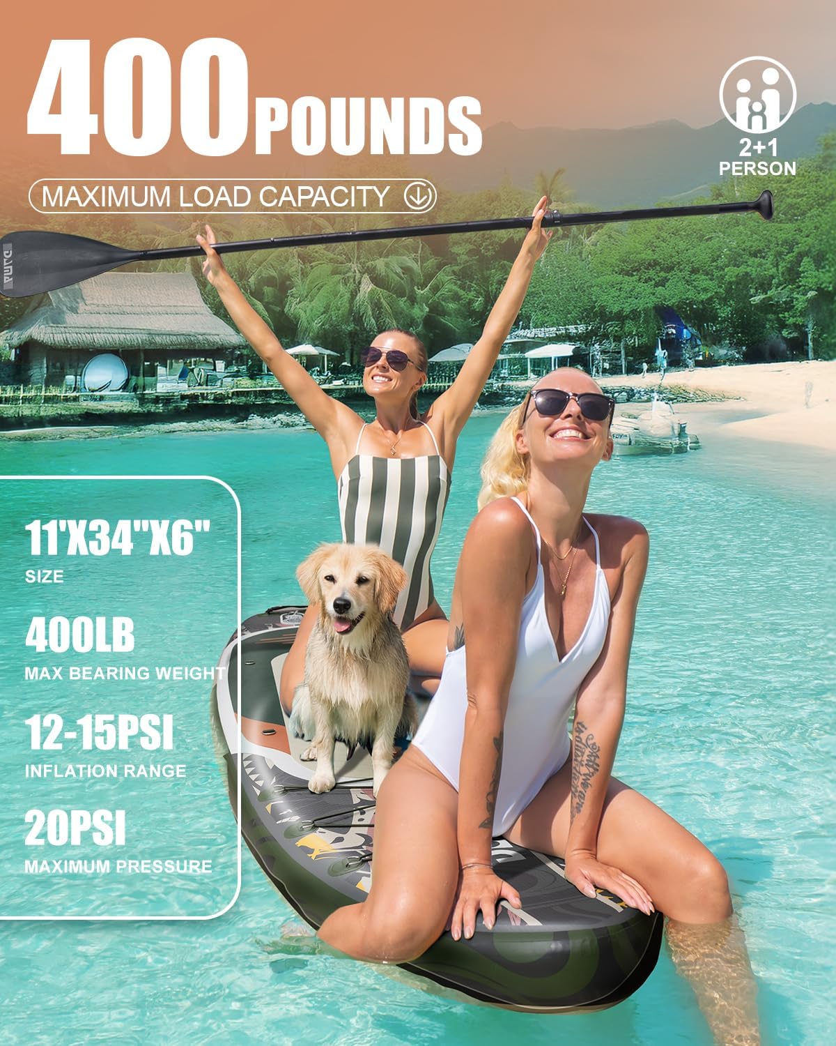 DAMA 11'*34'*6' Stand Up Paddle Board, Inflatable Paddle Board,Inflatable Paddle Boards for Adults w/a Wide, Smooth and Non Slip Deck, Versatile Styles, Suitable for Adults