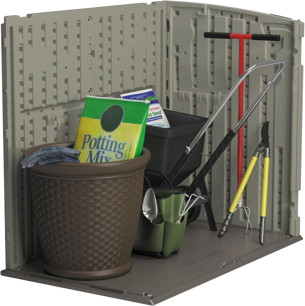 Craftsman Horizontal Shed, Compact Outdoor Storage System, 34 Cu. Ft. Capacity, Made in USA - Lockable Multi-Wall Resin Organizer for Garbage Cans, Garden Tools, Bins, Bikes and Yard Equipment