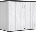 ZZM 37 Cu.ft Outdoor Storage Shed with Floor HDPE Double-Wall Resin Sheds Outdoor Storage, Lockable Weatherproof Storage Cabinet Fit for Garden Tools, Garage can, Bike, Patio Furniture, Grey