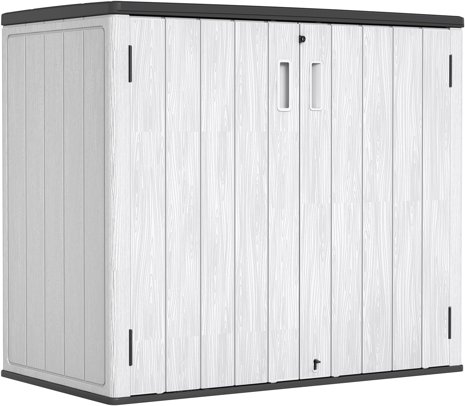 ZZM 37 Cu.ft Outdoor Storage Shed with Floor HDPE Double-Wall Resin Sheds Outdoor Storage, Lockable Weatherproof Storage Cabinet Fit for Garden Tools, Garage can, Bike, Patio Furniture, Grey