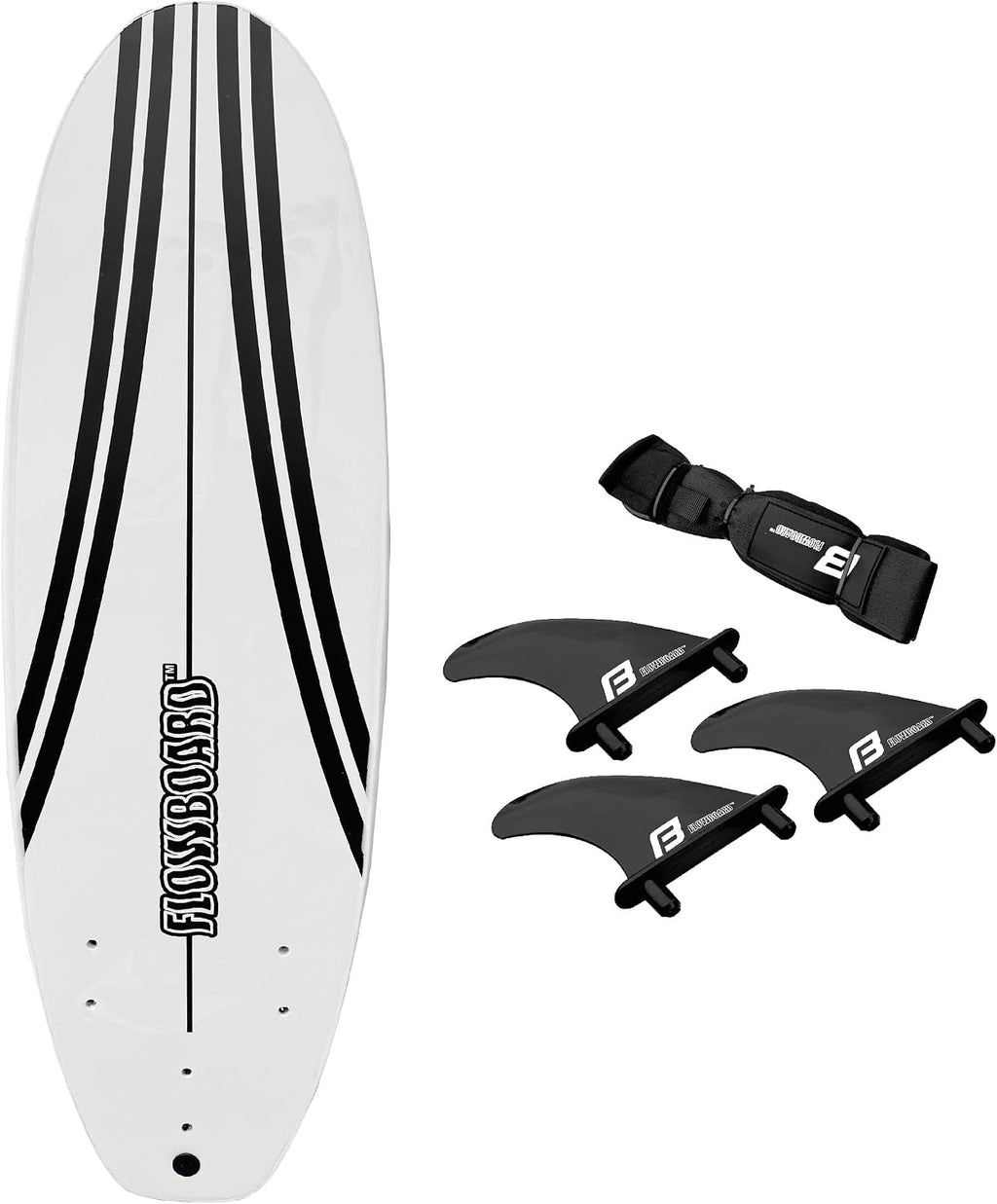FLOWBOARD Surfboard Softboard Foam - Include (3) Fins 6' Foot Leash and (2) Wood Stringers Inside Board Availalable in 6' and 7' Short Board and 8' Longboard