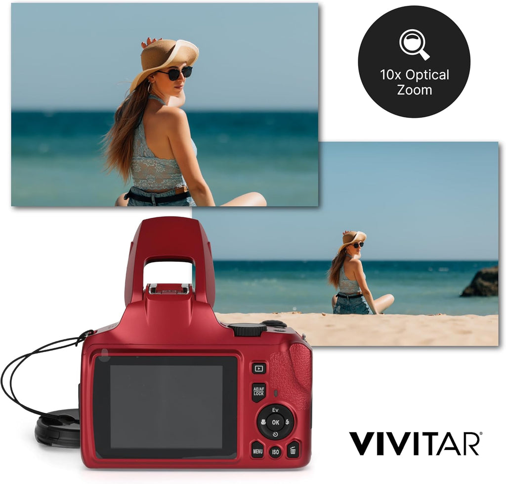 4K Digital Camera with 64 MP, 10x Optical Zoom, 3.0' LCD Display, LED Flash, Auto Focus, Macro Mode, 4K Video Recording, Memory Included, Photography and Vlog Camera