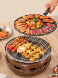 Multifunctional Charcoal Barbecue Grill, Household Korean BBQ Grill, Portable Camping Grill Stove, Tabletop Smoker Grill (Set a)