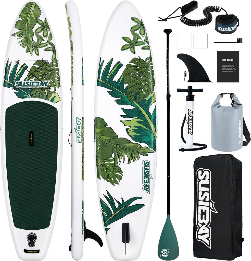 Inflatable Stand Up Paddle Board, 11ft 10'6' Paddle Board for Adults & Youth, Durable SUP Accessories with Non-Slip Deck, Dual Hand Pump,10L Dry Bag,108L Backpack