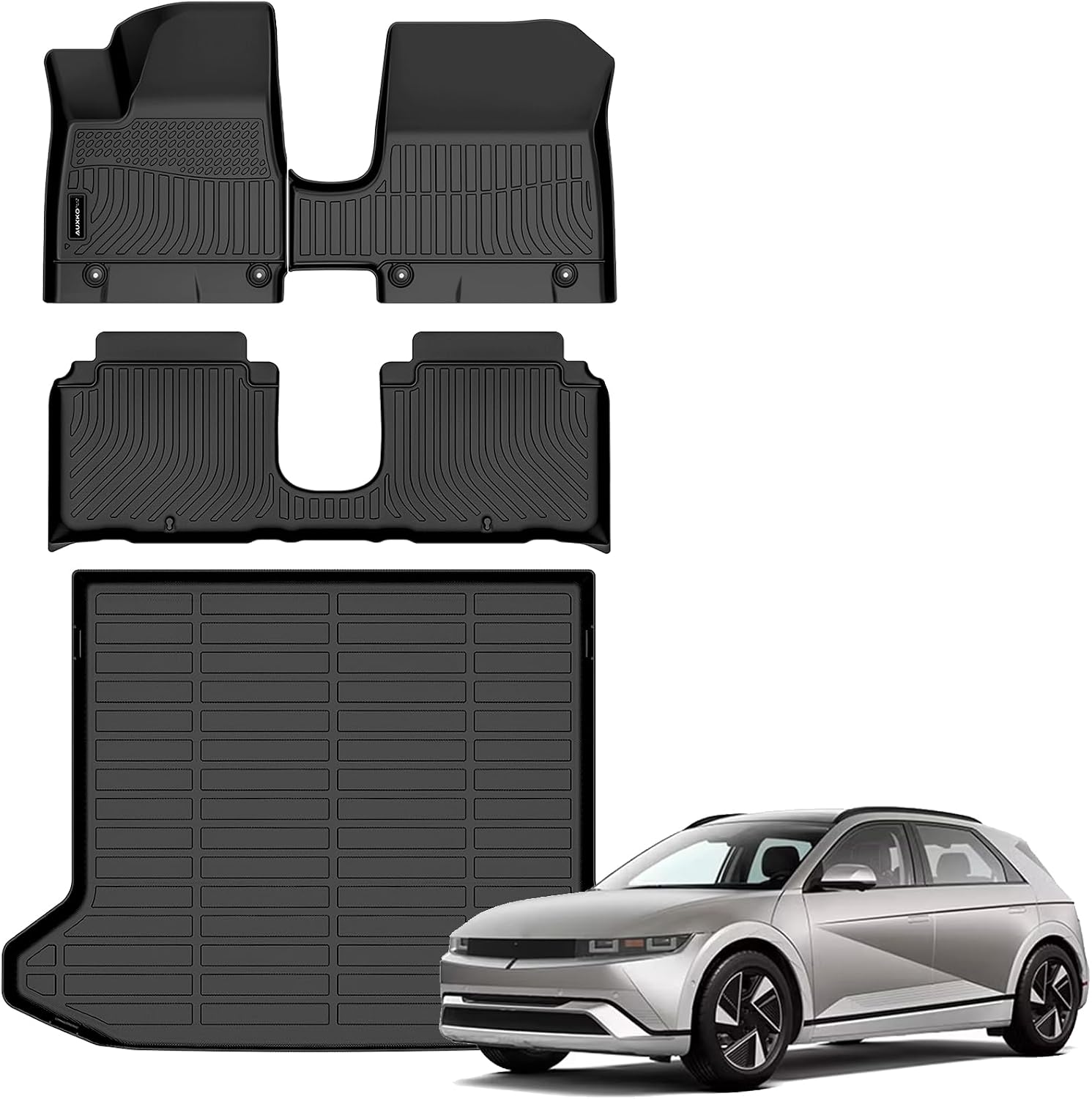 Auxko All Weather Floor Mats Cargo Mat for Hyundai IONIQ 5 2026 2025 Limited XRT Movable Console TPE Liners All Season Accessories Guard Odorless Anti-Slip Floor Liners Trunk Tray