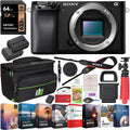 Sony a6100 Mirrorless Camera | Official Sony USA Partner Model | 4K APS-C Body Only Interchangeable Lens Camera ILCE-6100B Bundle with 2X Battery + Deco Gear Bag Case + 64GB Memory Card + Software Kit