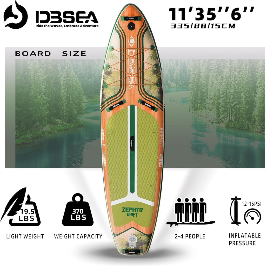 11 ft Inflatable Paddle Board with SUP Accessories, Non Slip EVA Deck, Extra Long Extra Wide iSUP, All Around Stand Up Paddle Board for Adults & Youth