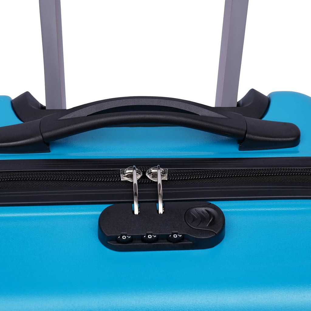 24' Kids Ride On Suitcase with Wheels & Safety Belt, Ride-On Suitcase with DIY Stickers & Combination Lock, Suitcase for Boys & Girls Ages 4-12 Years (Blue)