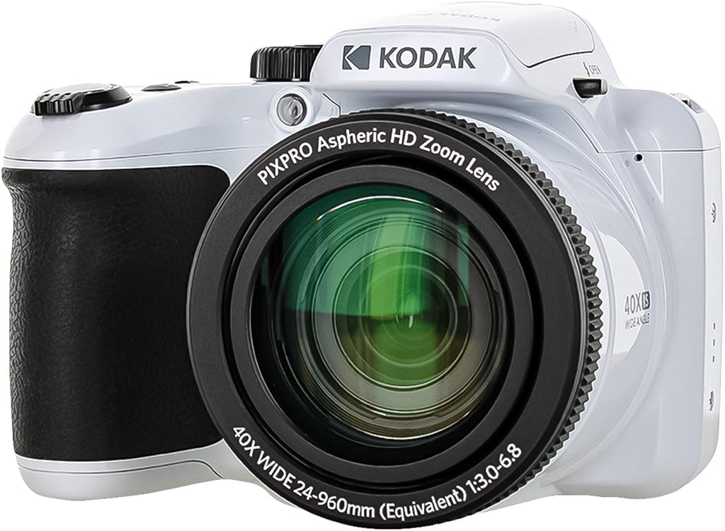 Kodak Pixpro AZ405 Digital Camera in White (AZ405WH) Bundle Including: 128 GB Memory Card, Rechargeable Batteries, Case, Flexible Tripod, Neck Strap, Lens Caps, Full Cleaning Kit, More Accessories