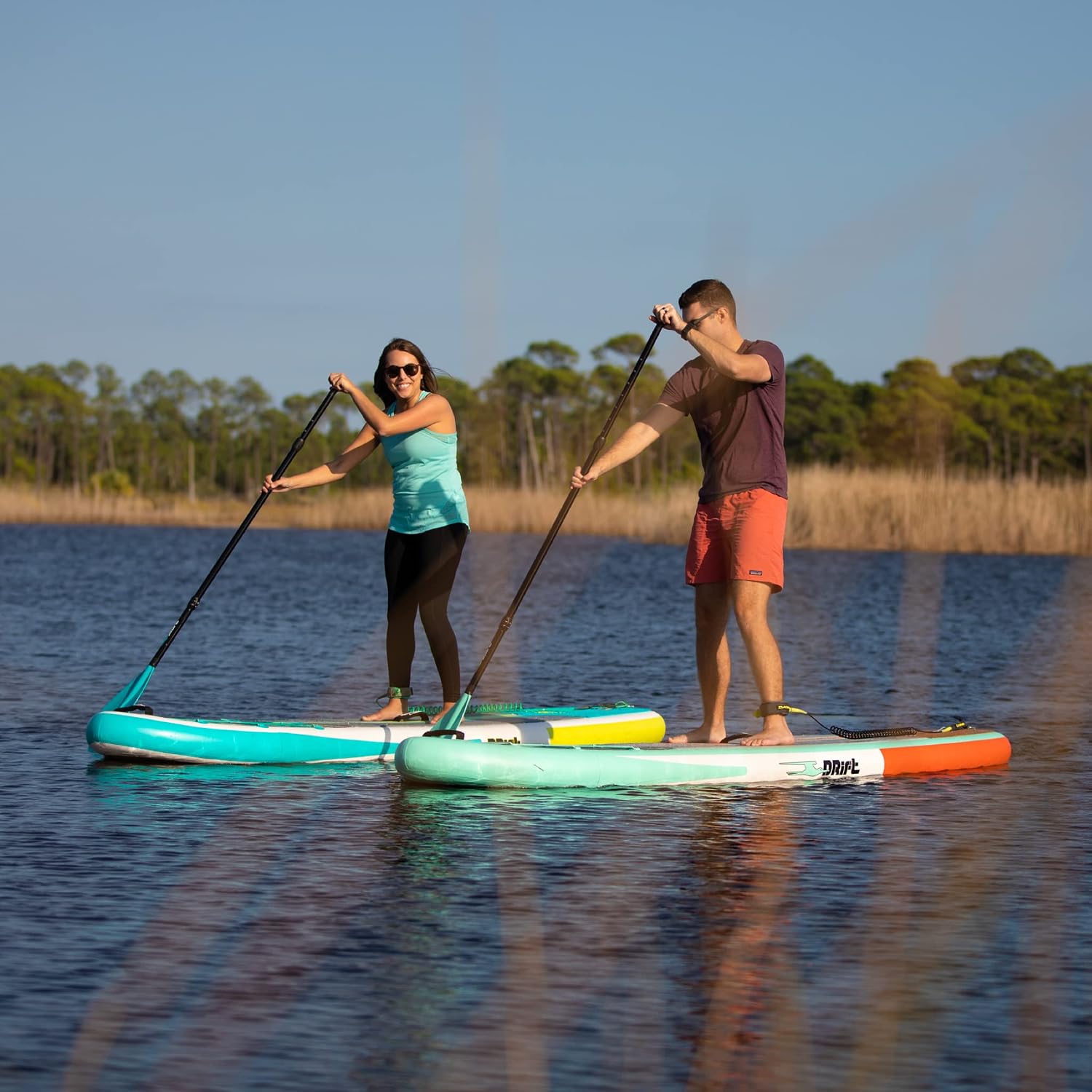 DRIFT Aero 10 FT 8in Inflatable Adult Stand Up Paddle Board Kit Includes Accessories Adjustable Paddle iSUP Travel Bag Blow Up Pump Safety SUP Coiled Leash Native