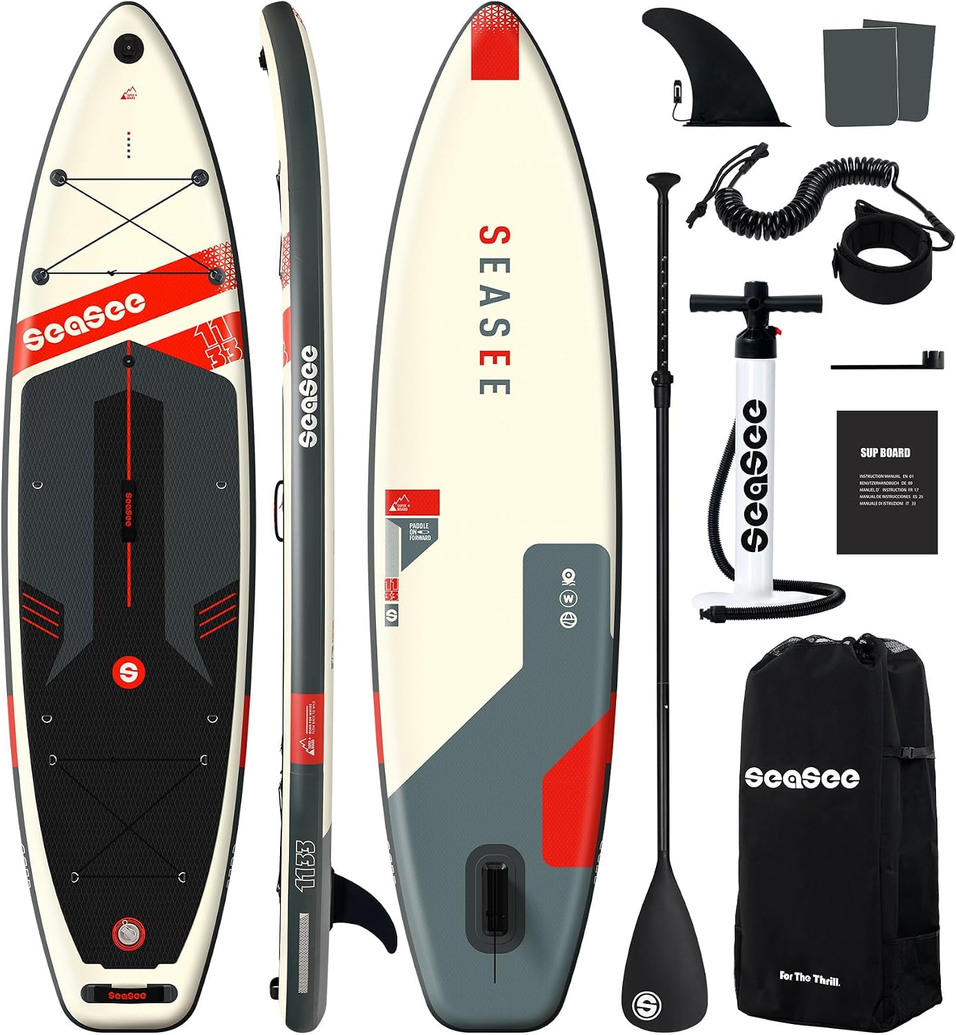 Inflatable Stand Up Paddle Board Includes Paddle, Dual Action Pump, and Accessories 11ft Lightweight iSUP, 33'*6' Wide Stable Design, Anti-Slip EVA Deck, Paddle Board for Adults