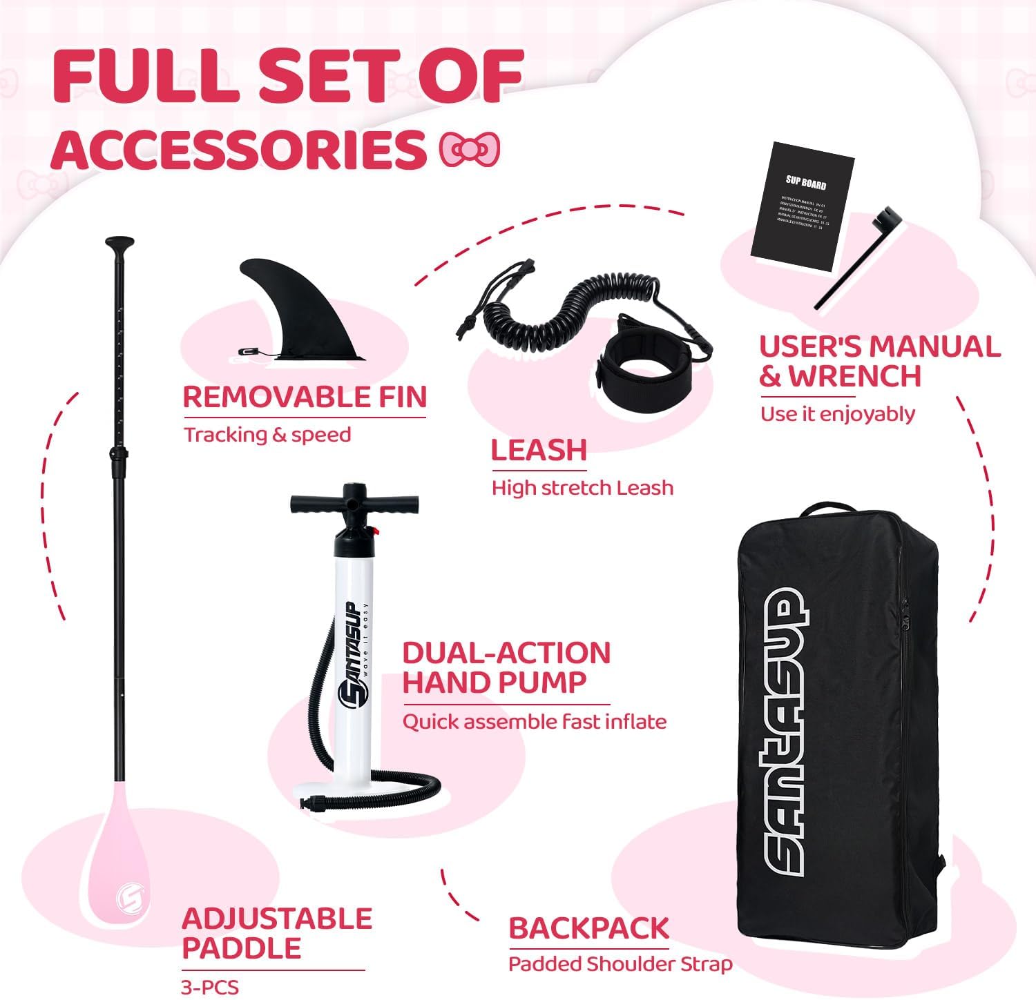 Kids Inflatable Paddle Board, 8ft Panda - Stand Up Paddle Board with Accessories, Durable & Stable Design, Wide Non-Slip Deck, Hand Pump for Youth & Kids