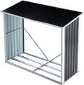 YOPTO 68' Galvanized Steel Firewood Rack,Log Holder with Roof,Storage Shed w/Vents,Backyard Garden Patio Porch for Shovels,Umbrellas,Antennas,Escalators,Dark Gray