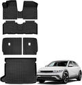 Auxko All Weather Floor Mats Cargo Mat with Backrest Mat for Hyundai Ioniq 5 (Unmovable Center Console, Not for Limited) 2022-2024 TPE Liners Accessories Guard Odorless Anti-Slip Floor Trunk Liners