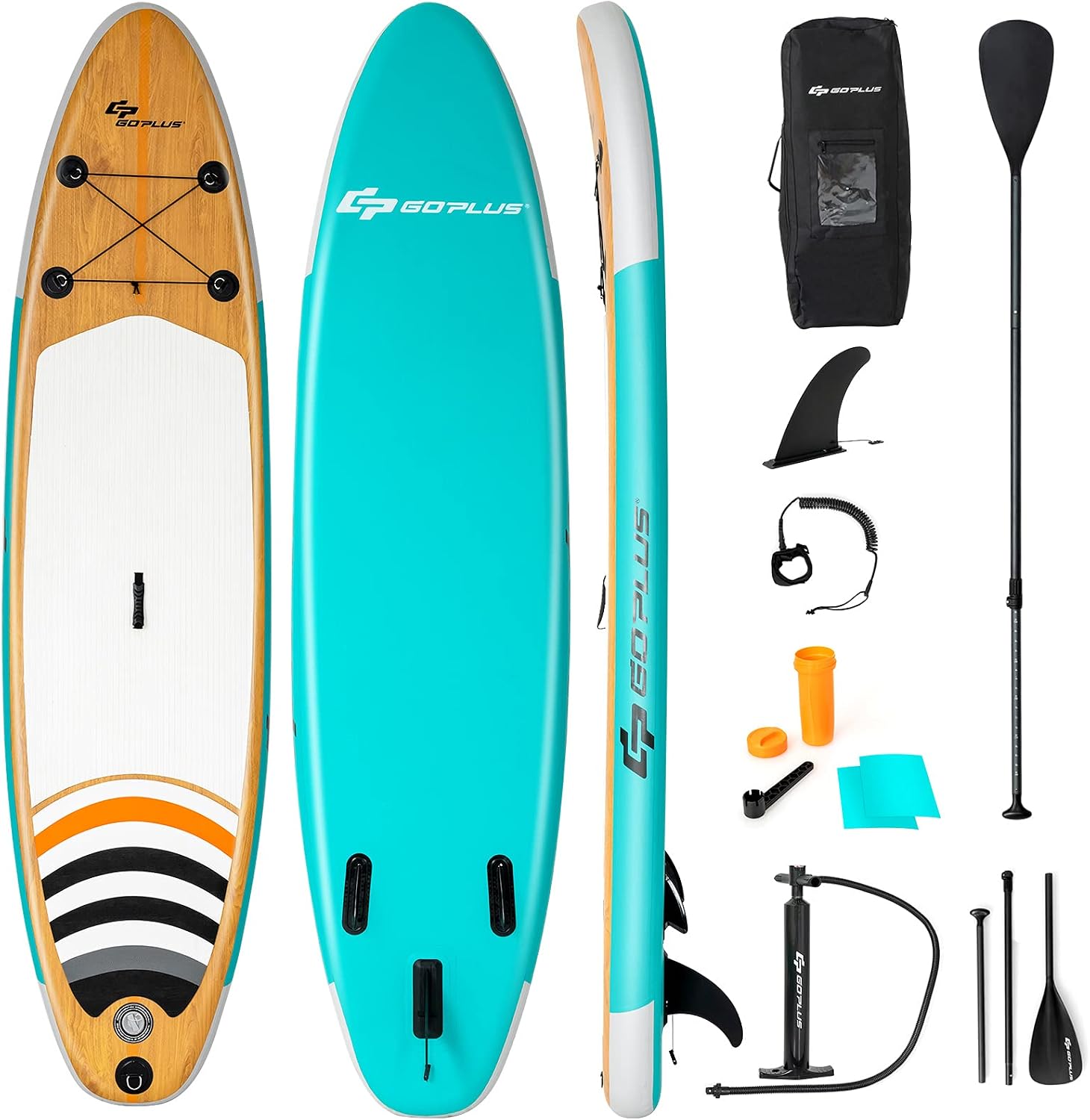 Goplus Inflatable Stand up Paddle Board, 10'/10.5'/11' SUP 6' Thick with Premium Accessories, Adjustable Aluminum Paddle, Leash, Carry Bag, Hand Pump, Removable Fin, ISUP for Adults