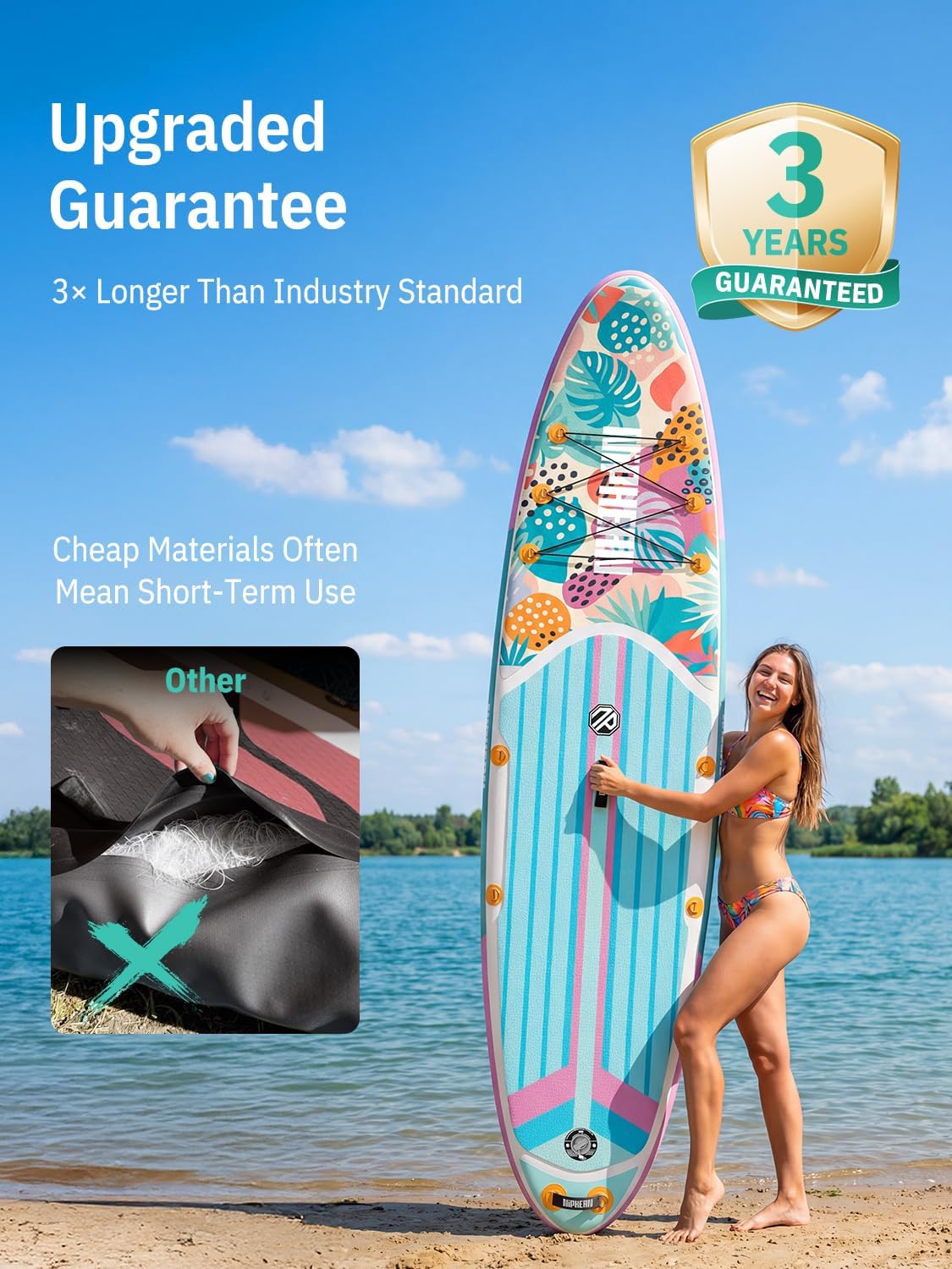 Niphean Inflatable Stand Up Paddle Board with SUP Accessories, Anti-Slip EVA Deck, 10'6'' Inflatable Paddle Boards for Adults & Youth of All Skill Levels