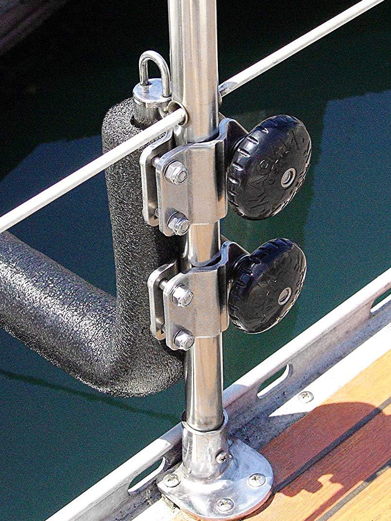 Magma Kayak/SUP Boat Rack R10-626-20-304 Stainless Steel Storage for Kayaks & Paddle Boards - Fits Standard Round Rail - Includes Padding & Tie-Down Points - Quick-Release Knob System