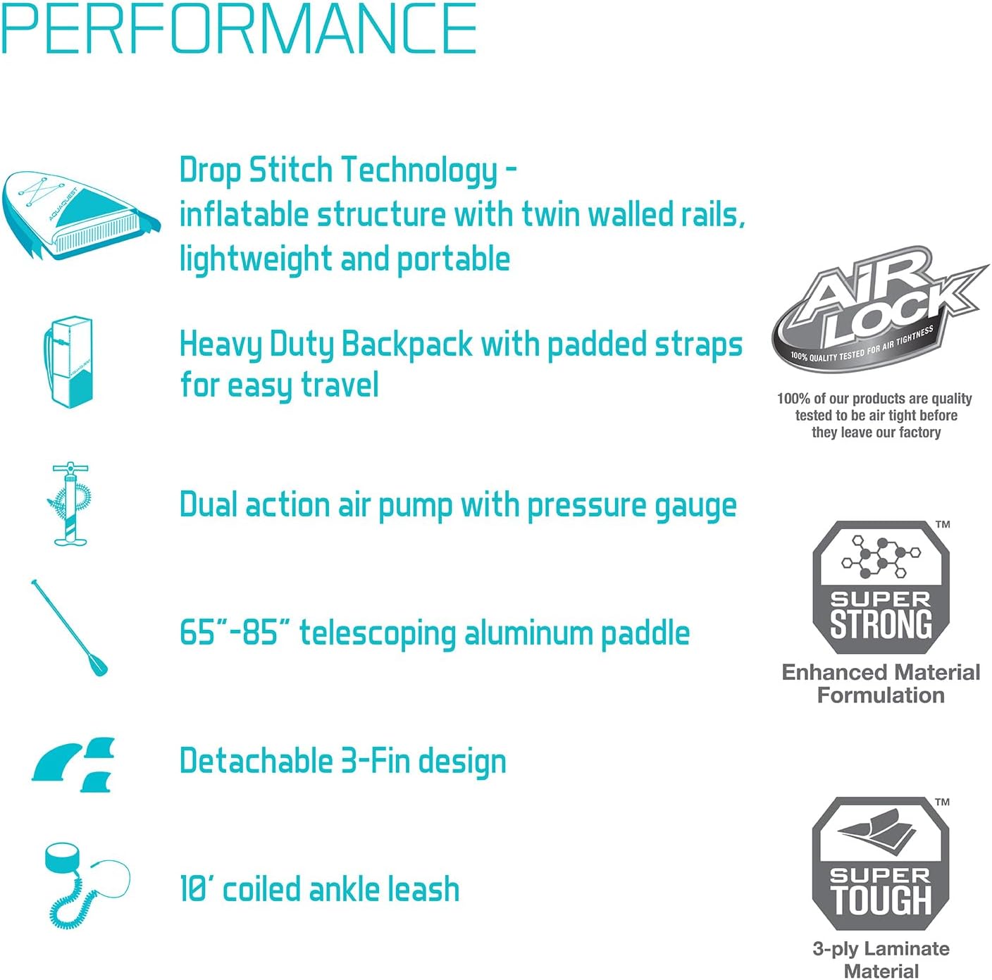 INTEX AquaQuest Inflatable Paddle Board Series: Includes Adjustable Paddle and High Pressure Pump – Tri-Fin Design – Slip-Resistant EVA Pad – Storage Rope – Drop Stitch Core