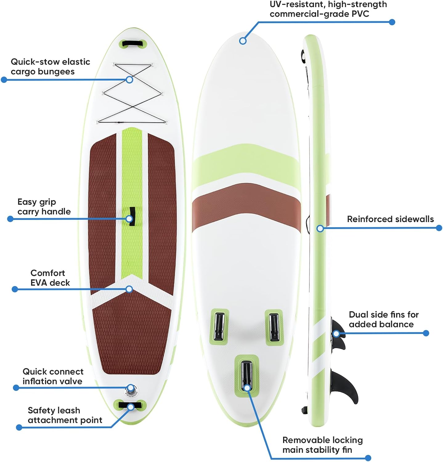 Sweetcrispy Inflatable Stand Up Paddle Board with Premium SUP Paddleboard Accessories,2-in-1 Paddle,Wide Stable Design,Non-Slip Comfort Deck for Adults & Youth of All Skill Levels