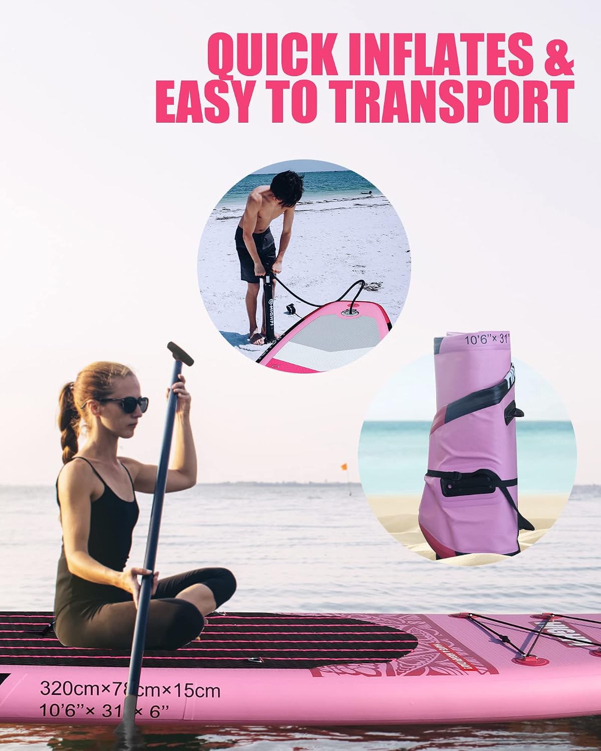Inflatable Stand Up Paddle Board for Youth and Adults – Wide Sup with Premium Accessories, Blow Up Paddleboard for Surfing, Fishing, Yoga & More