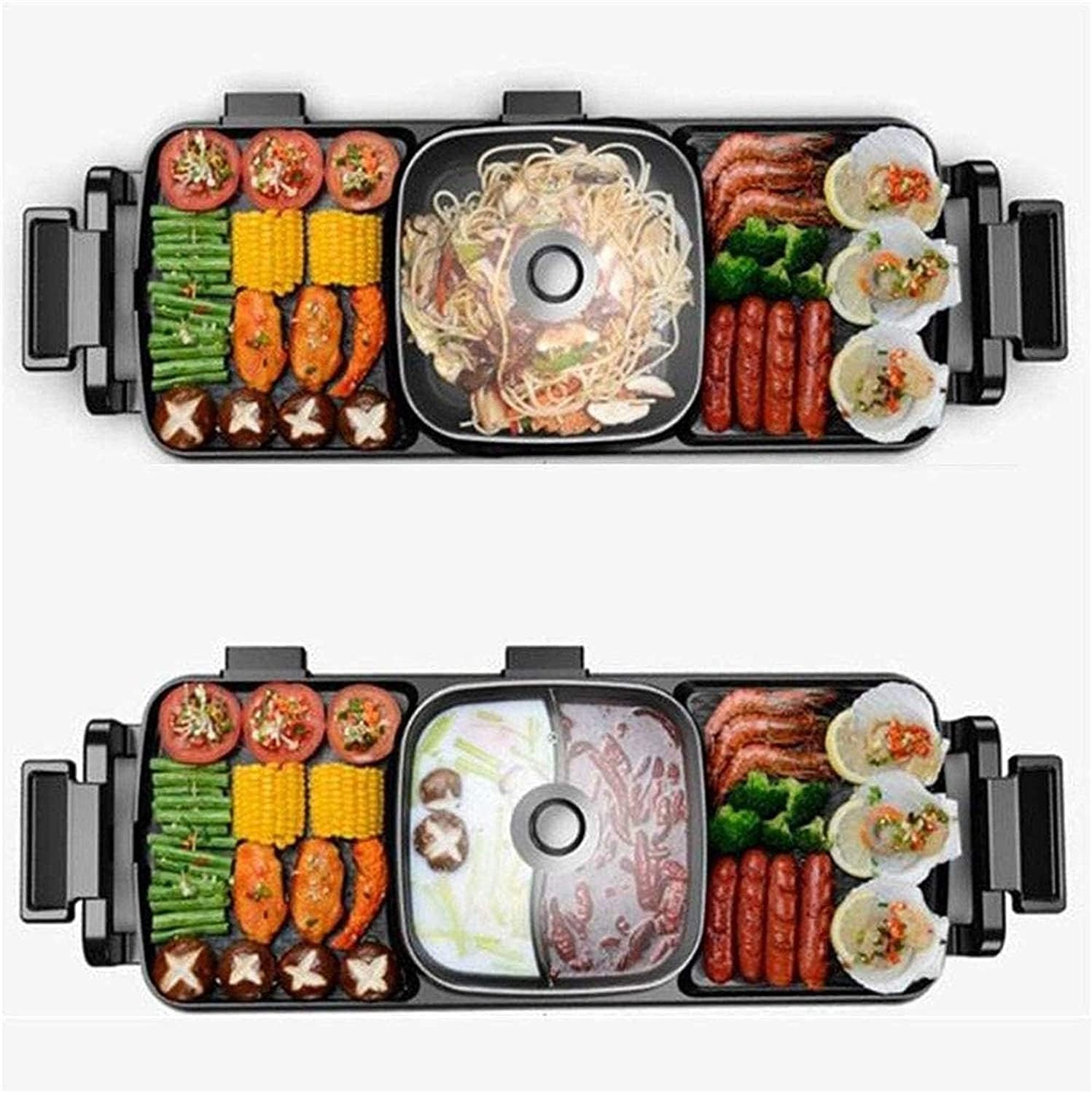 Korean BBQ Grill Electric Smokeless Barbecue And Hot Pot Non-Stick Coating Multi-Function Pot Separate Dual Temperature Control Separate Cleaning Hot Pot Korean Bbq Shabu,