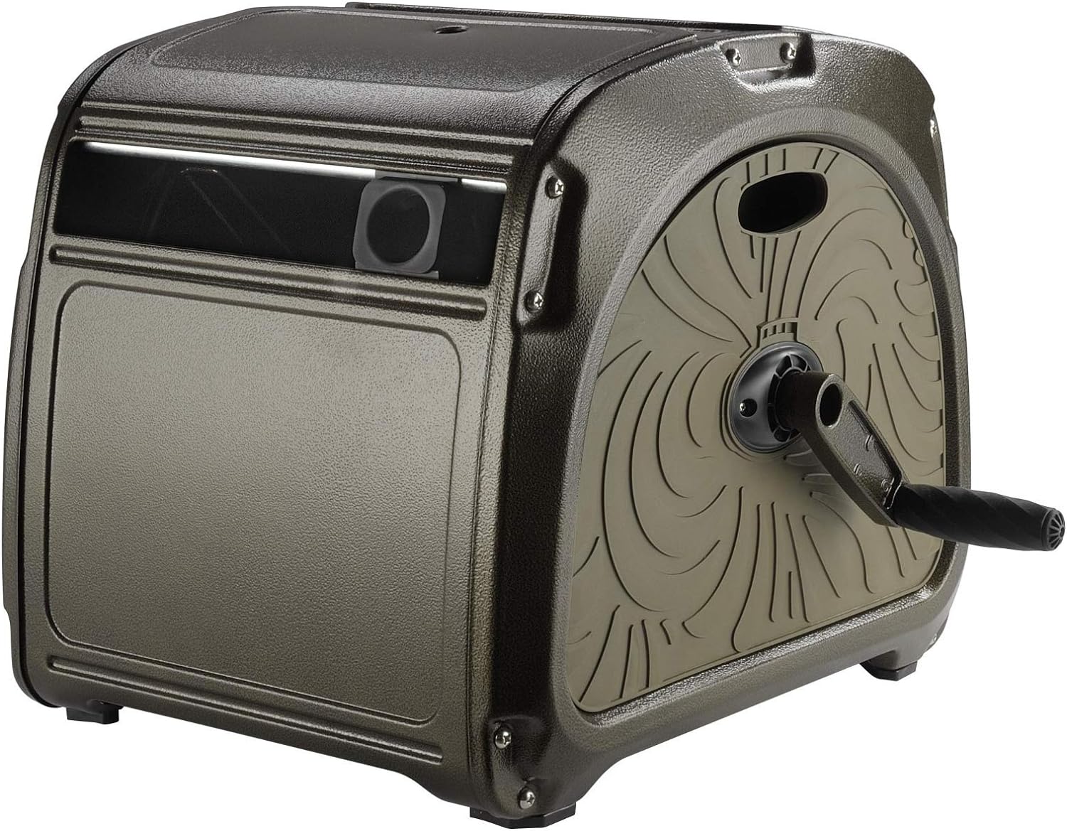Giraffe Tools SW5 Metal Hose Reel Box, Heavy Duty Garden Hose Storage Reel Hideaway, Crank Handle, 150ft 5/8' Hose Capacity, Green