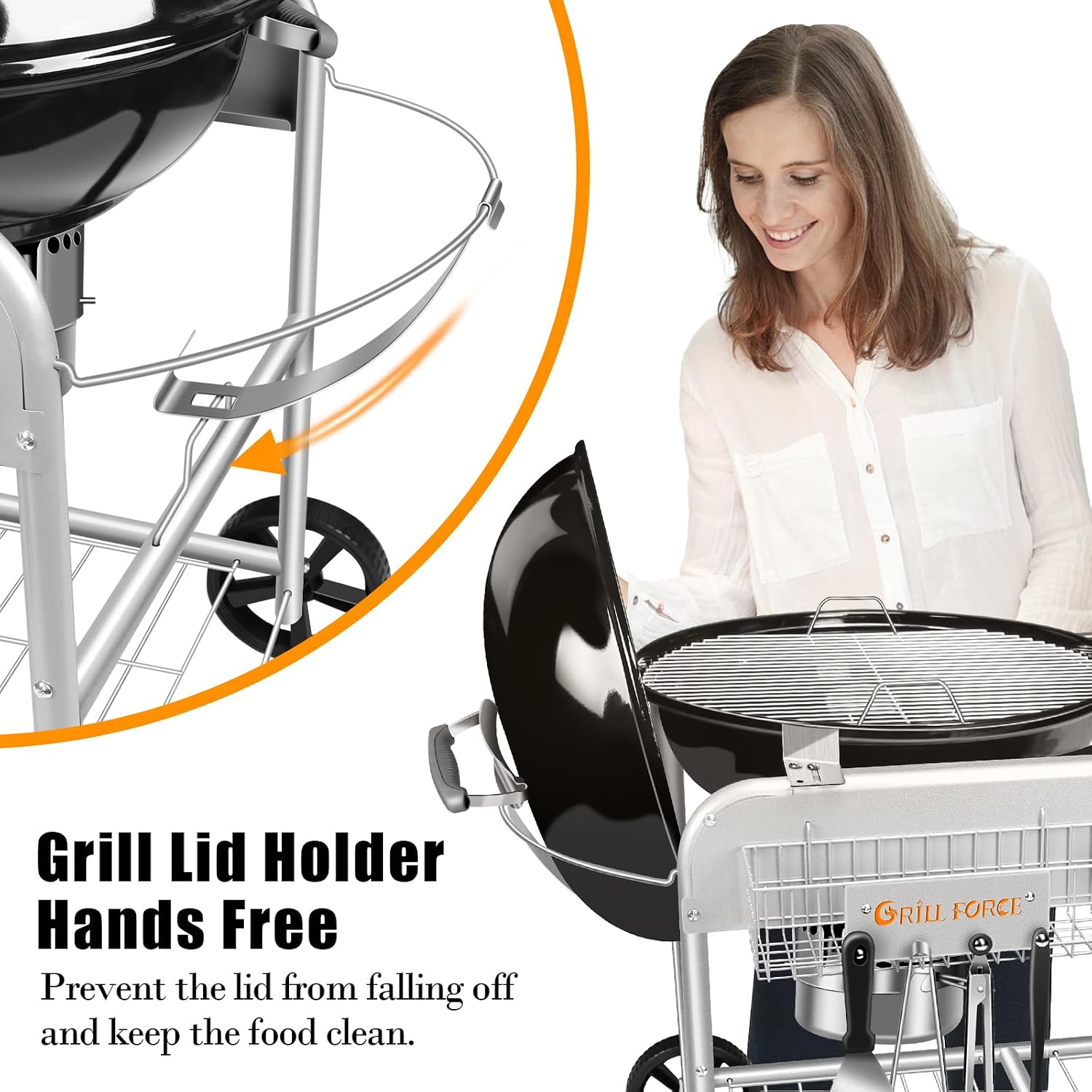 Grill Table for Weber 18' & 22' Original Kettle,Kettle Grill Cart,Outdoor Prep Table for Weber Original Kettle,Jumbo Joe,Master-Touch Charcoal Grill,Performer Charcoal Grill Accessories