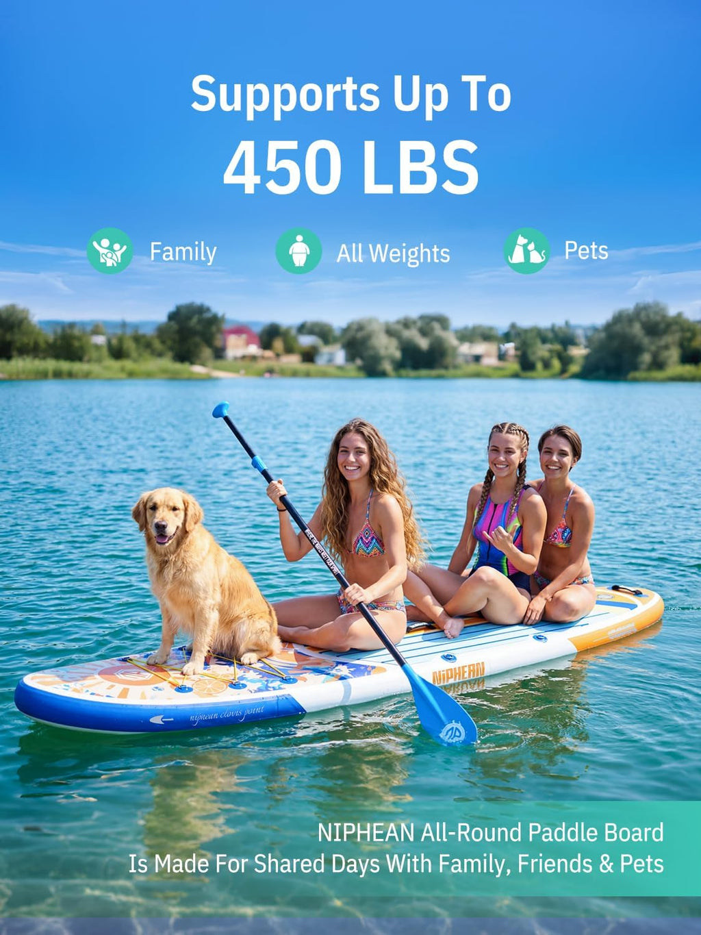 Niphean Inflatable Stand Up Paddle Board with SUP Accessories, Anti-Slip EVA Deck, 10'6'' Inflatable Paddle Boards for Adults & Youth of All Skill Levels