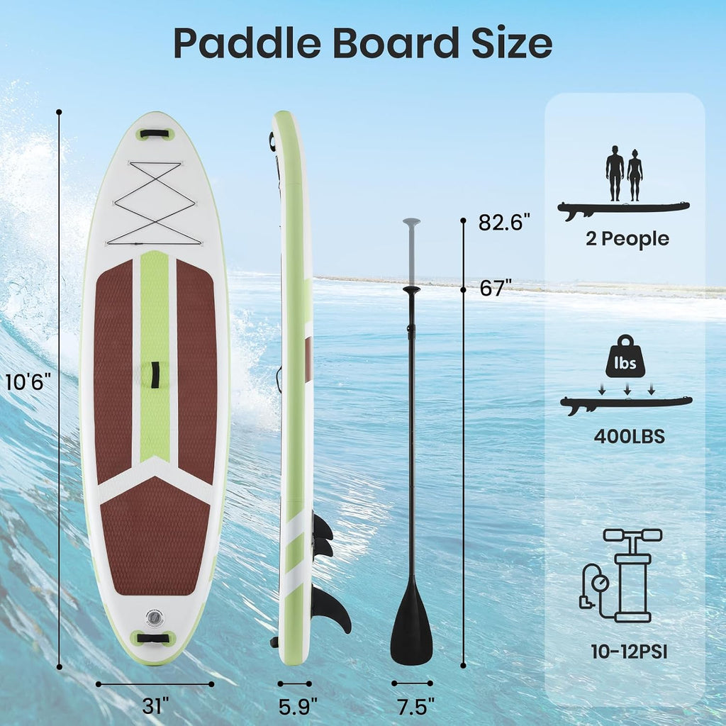 NEWBULIG 33' Inflatable Paddle Board SUP, Stand Up Paddle Board Blow Up with 3 Carry Handles, Non-Slip Deck Pad, Complete Kit with Pump, Leash & Backpack for Beginners/Adults