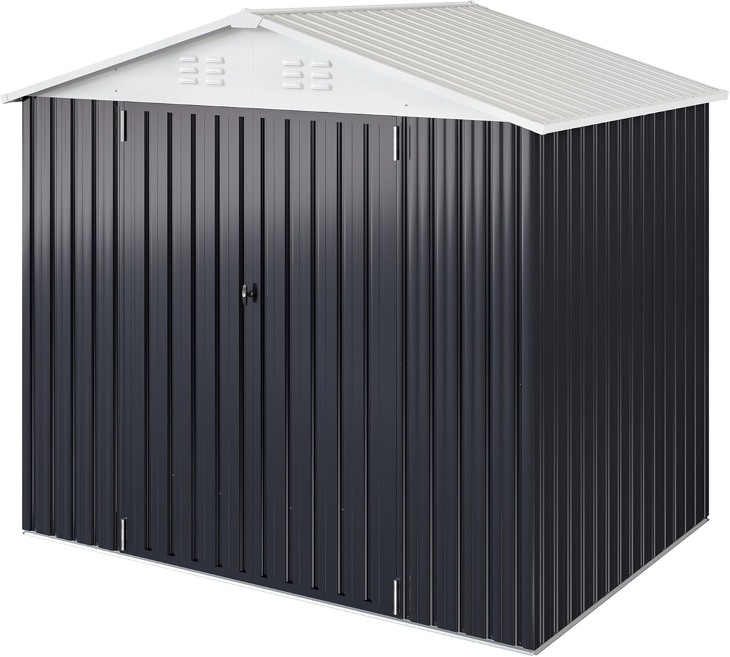 AirWire 6x8 FT Outdoor Storage Shed, Garden Shed with Updated Frame Structure and Lockable Doors, Metal Tool Sheds for Backyard Garden Patio Lawn, White