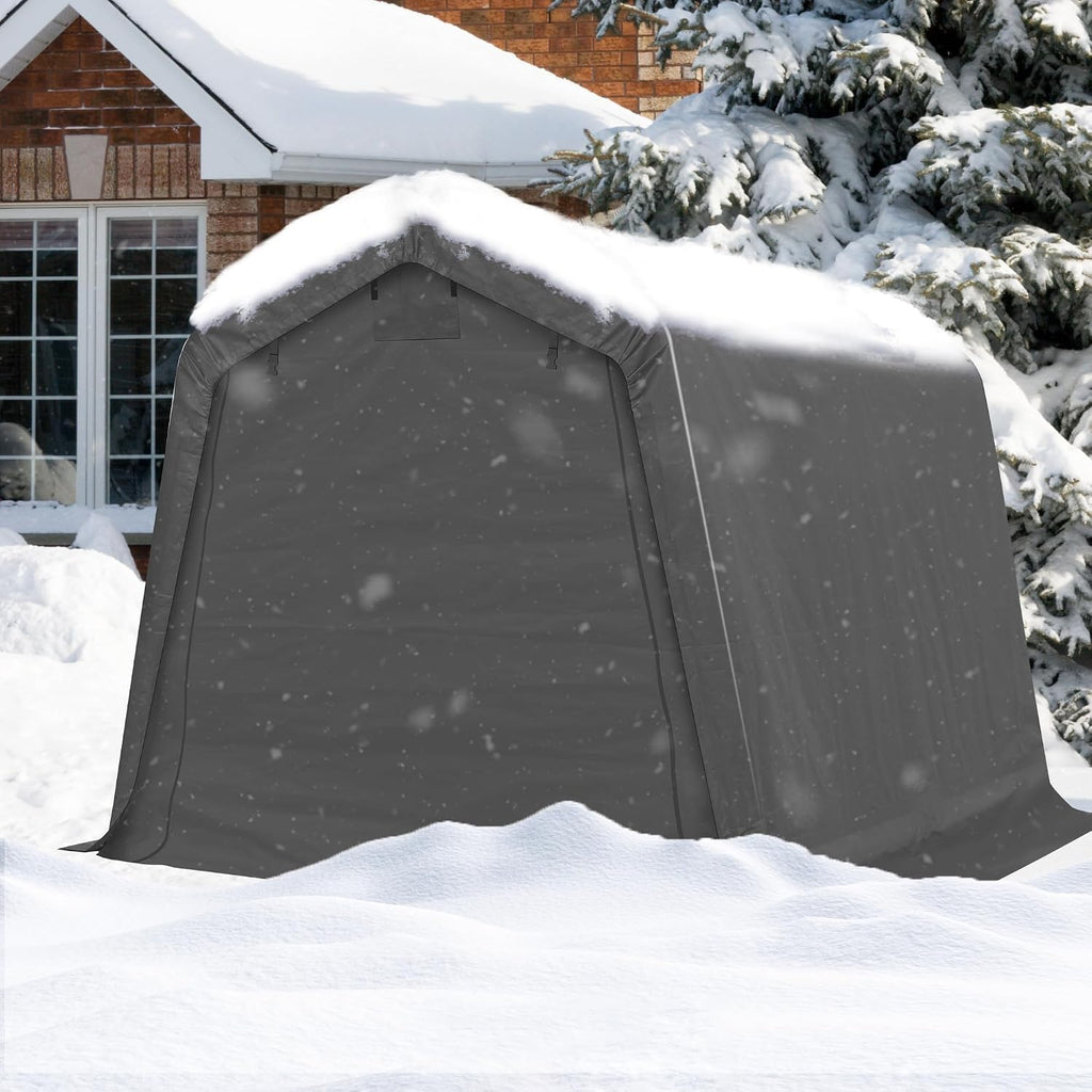 8x8 Ft Outdoor Storage Shelter, Waterproof Portable Storage Shed with Roll-up Zipper Door and Ventilated Windows for Motorcycle, Bike, Tools