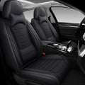 DHAEY Car Seat Covers for Volkswagen Atlas 2018-2025, Family Seat Covers, Nappa Leather, Wear-Resistant, Anti-Slip, Waterproof, 2PCS Front with Pillows, Black