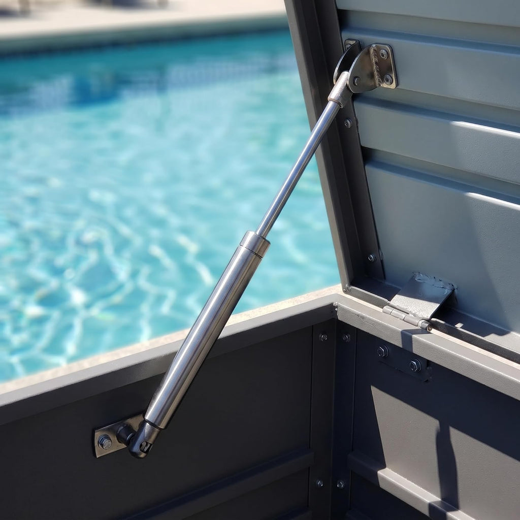 260 Gallon Deck Box, Metal Large Deck Box, Waterproof Deck Storage Box, Pool Storage Box with Lockable Storage Containers, Light Gray