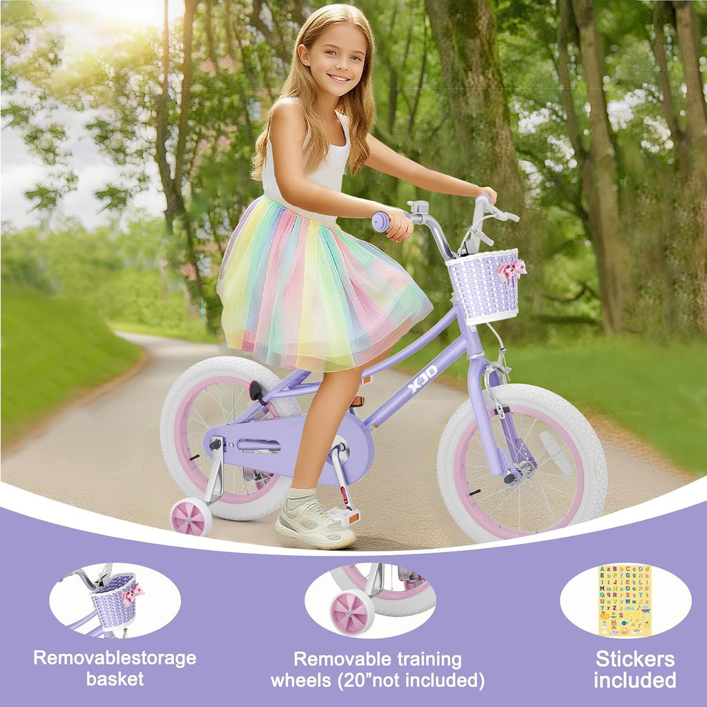 XJD Girls Bike for 2-12 Years Old Kids 12 14 16 20 Inch Toddler Bike,Retro Style Kids Bike with Training Wheels, 20 Inch Girl Bicycle with Kickstand