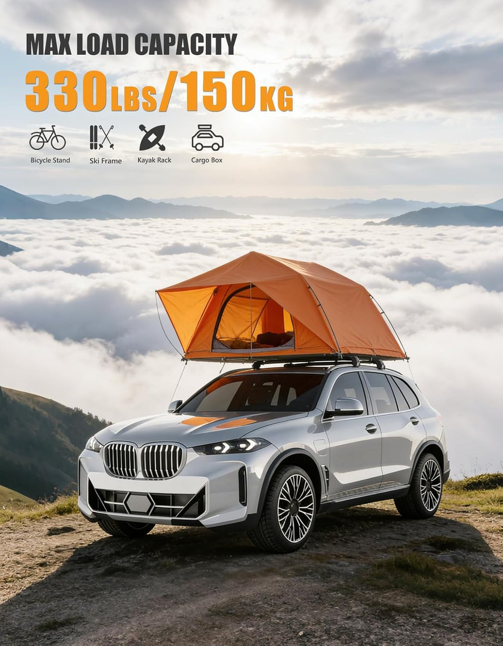 KINGGERI 330lb Lockable Roof Rack Cross Bars Compatible with BMW X5 G05 2019-2026 with Flush Side Rails, Heavy Duty Rooftop Aluminum Roof Rails Crossbars Cargo Anti-Theft Luggage Accessories