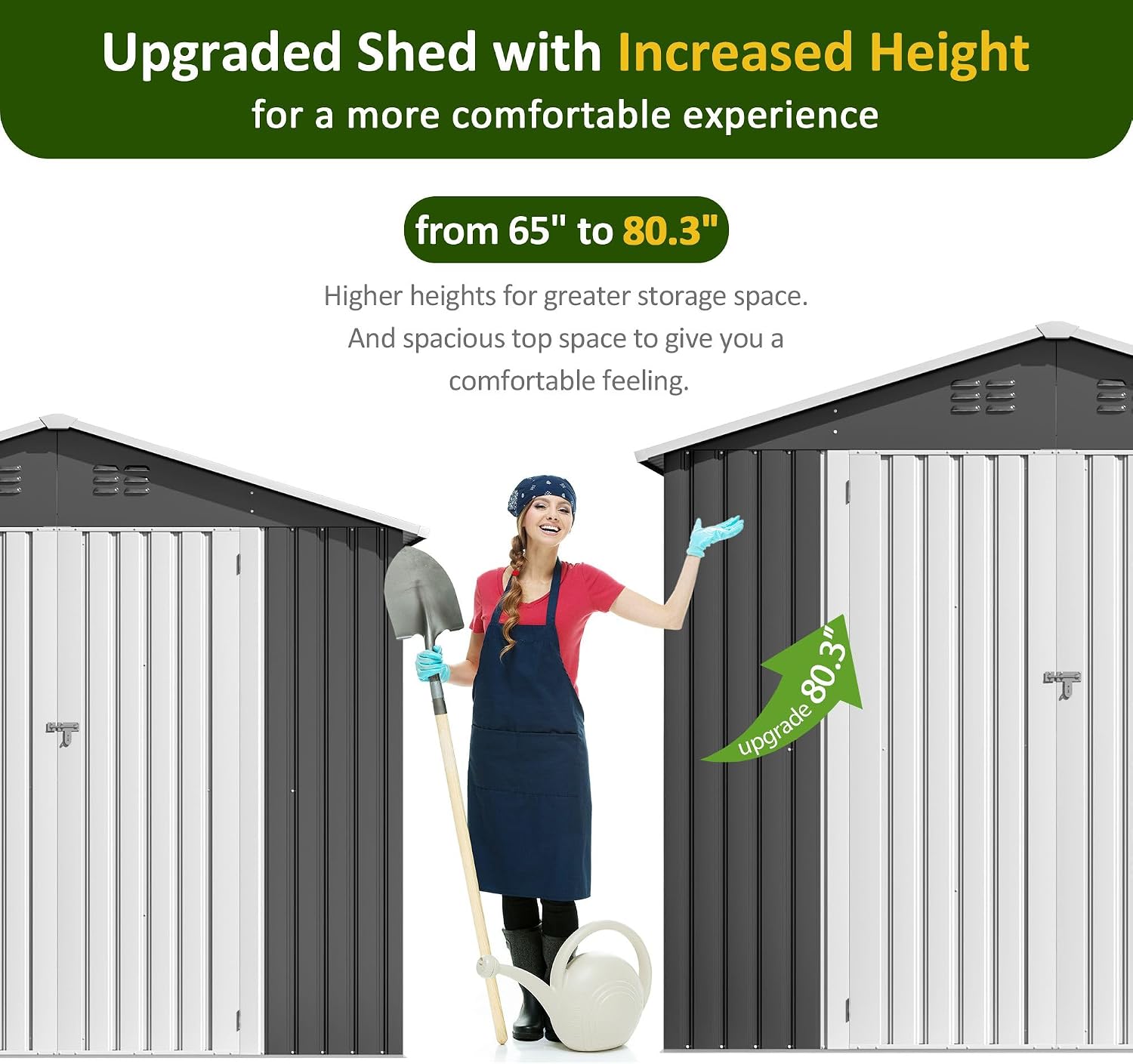 DAUSOLA 8x11.6 FT Outdoor Storage Shed, Metal Garden Tool Shed with Updated Frame Structure, Lockable Doors and Windows, Ideal for Backyard Garden Patio Lawn, Grey