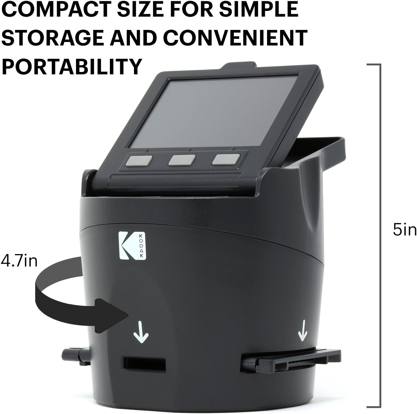 Kodak SCANZA Digital Film & Slide Scanner – Converts 35mm, 126, 110, Super 8 & 8mm Film to JPEG with 3.5' LCD, Easy-Load Inserts & Adapters