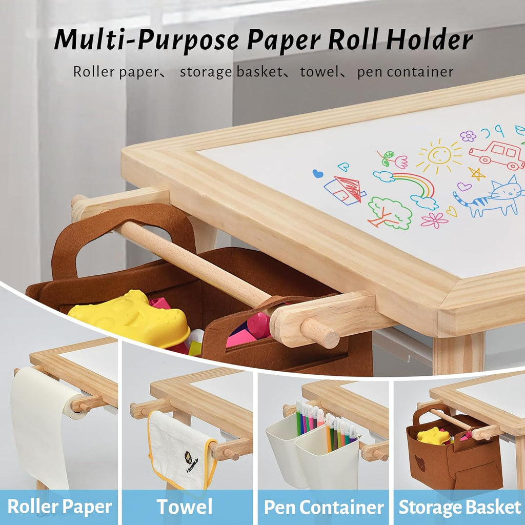 Easyego Sensory Table & Chair Set – Multifunctional Sand & Water Table with Double-Sided Lid, Paper Roll, Storage Box, Transparent & Game Board, and Foldable Bins for Kids' Indoor & Outdoor Play