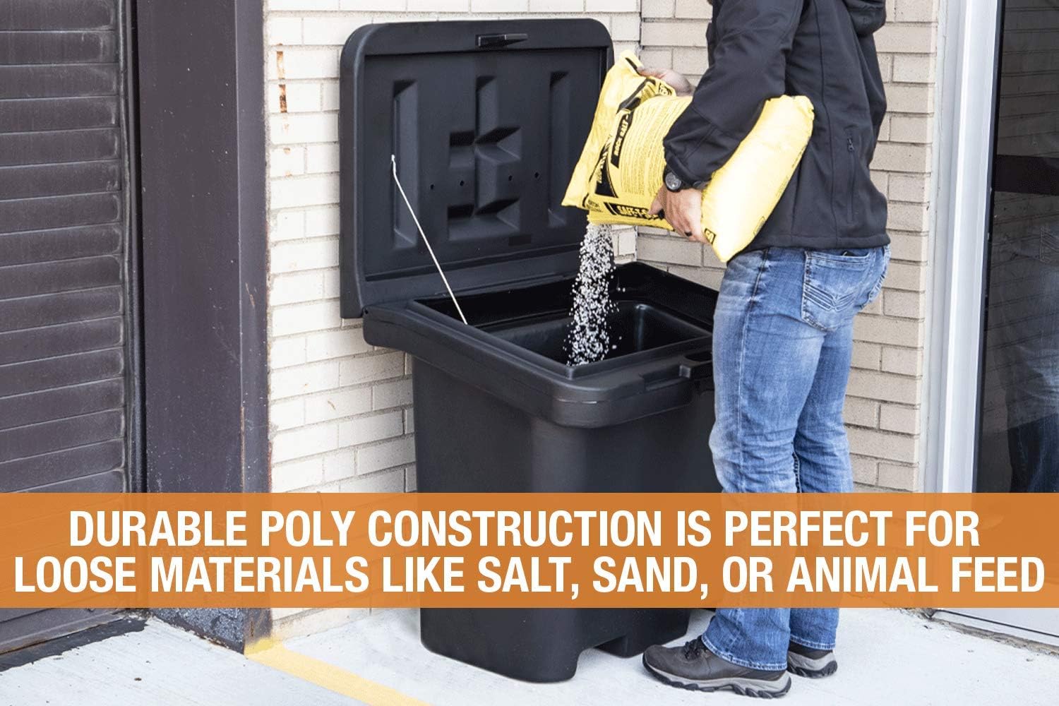 Buyers Products 9031100 Heavy Duty Poly Storage Bin, 65 Gallon Capacity, Multi-Purpose Storage Bin for Salt, Feed, Seed & More, Corrosion-Free Construction