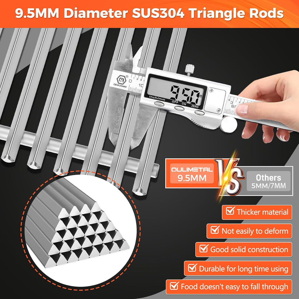 QuliMetal 9.5MM Grill Grates for Weber Genesis II E-410/E-415/E-435, Grill Parts for Genesis II/LX E-440 Series Gas Grills, 304 Stainless Steel Grill Grates Parts for Weber GS4 66089 66097