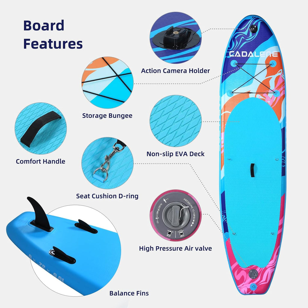 Inflatable Stand Up Paddle Board with SUP Accessories, Anti-Slip EVA Deck, Family-Friendly SUP Boards for Adults & Youth of All Skill Levels, Versatile Yoga Paddle Board