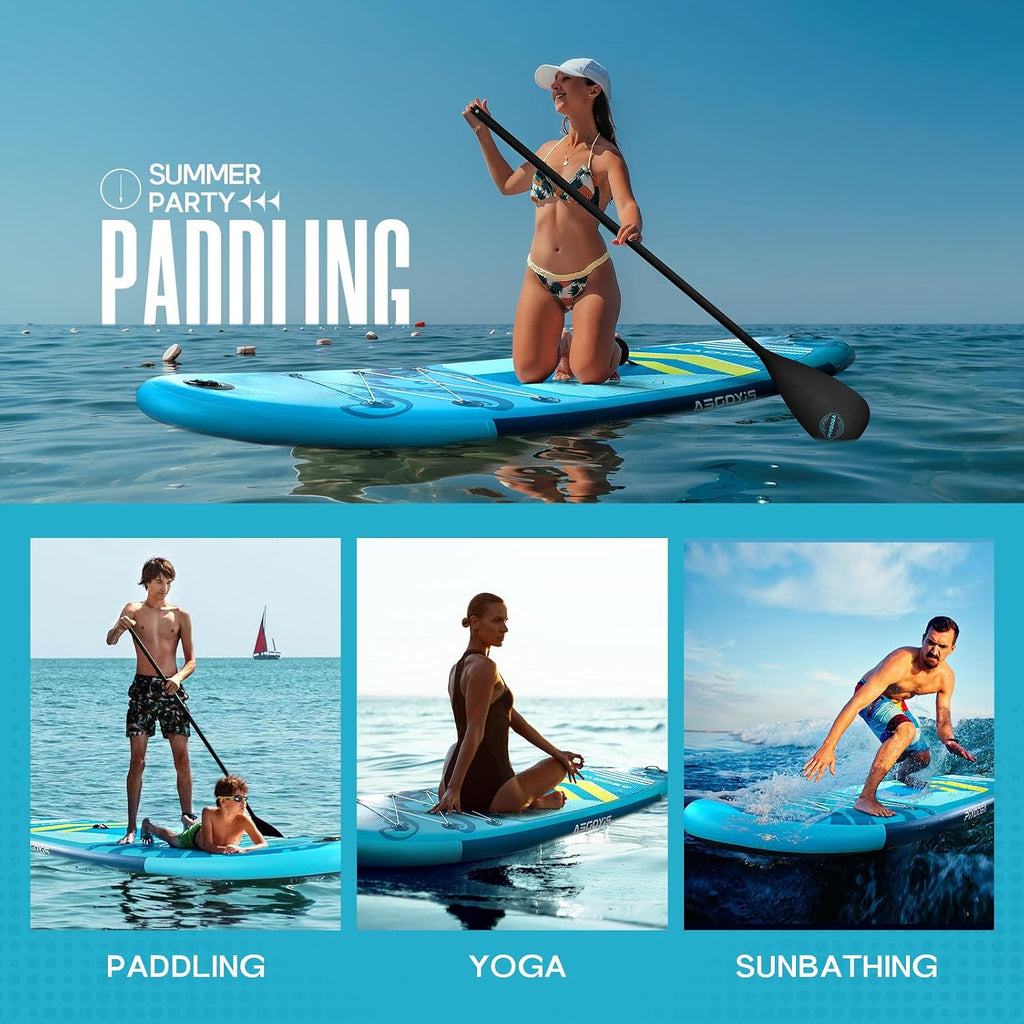 Paddle Boards for Adults, 10'6'/11'/11'6' Inflatable Paddle Board, Super Non Slip Eva, Stand Up Paddle Board with Removable Fins, Adjustable Paddle, Pump, Shoulder Strap, Leash, Standing Boat