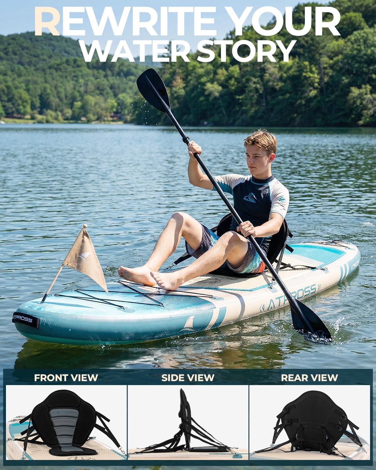 11'6'x35' Inflatable Paddle Board, 450lbs Extra Wide Stand Up Paddleboard for Adults with Premium SUP Accessories Kit & Backpack, Blow Up Kayak Non-Slip Stable Deck Boat for Yoga Fishing Surf