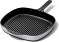 Caraway Enameled Cast Iron Grill Pan - 10.5' Grill Pan for Stovetop Cooking - 3 Layer Enamel Coating - No Seasoning Required - Compatible With All Stovetops - Free From Forever Chemicals - Gray