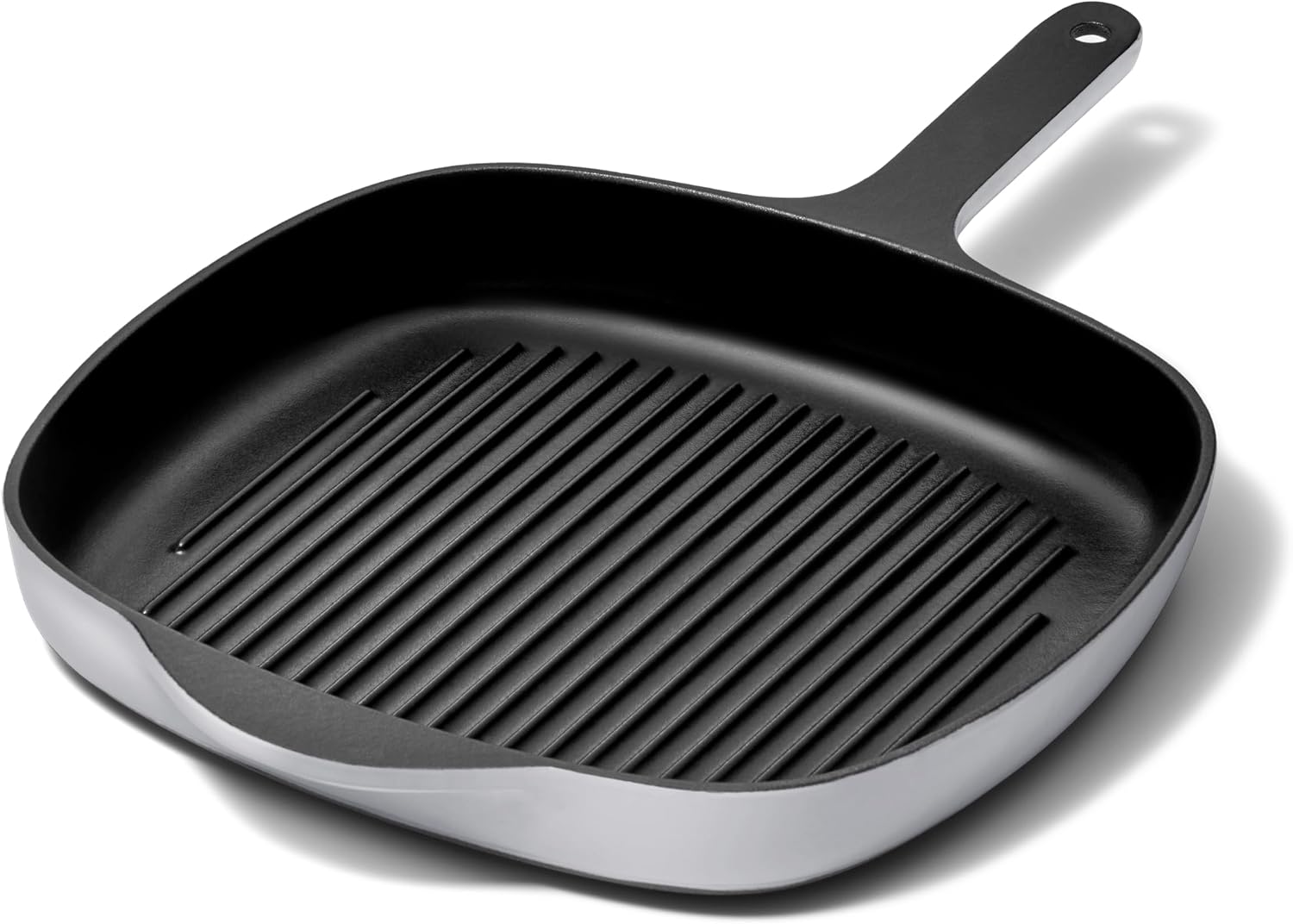 Caraway Enameled Cast Iron Grill Pan - 10.5' Grill Pan for Stovetop Cooking - 3 Layer Enamel Coating - No Seasoning Required - Compatible With All Stovetops - Free From Forever Chemicals - Gray