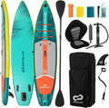 Goplus Inflatable Stand Up Paddle Board for Adults, 11FT SUP w/Premium Kayak Seat, Adjustable Paddle, Leash, Hand Pump, Repair Kit, Waterproof Phone Pouch, Backpack, Non-Slip Deck