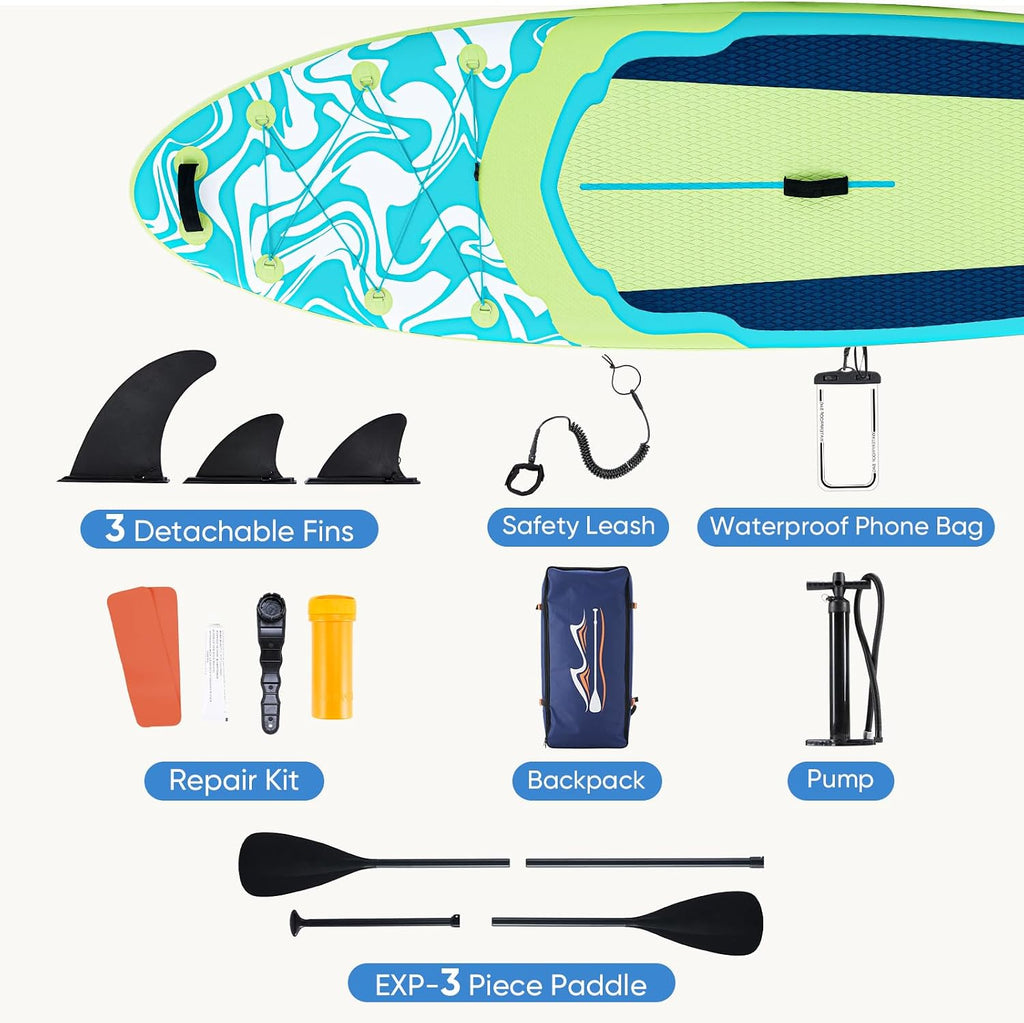 DUMOS Inflatable Stand Up Paddle Board, 10.5'×33'' Paddle Boards with Non-Slip Deck, Durable Advanced Material and Complete SUP Accessories for All Skill Levels