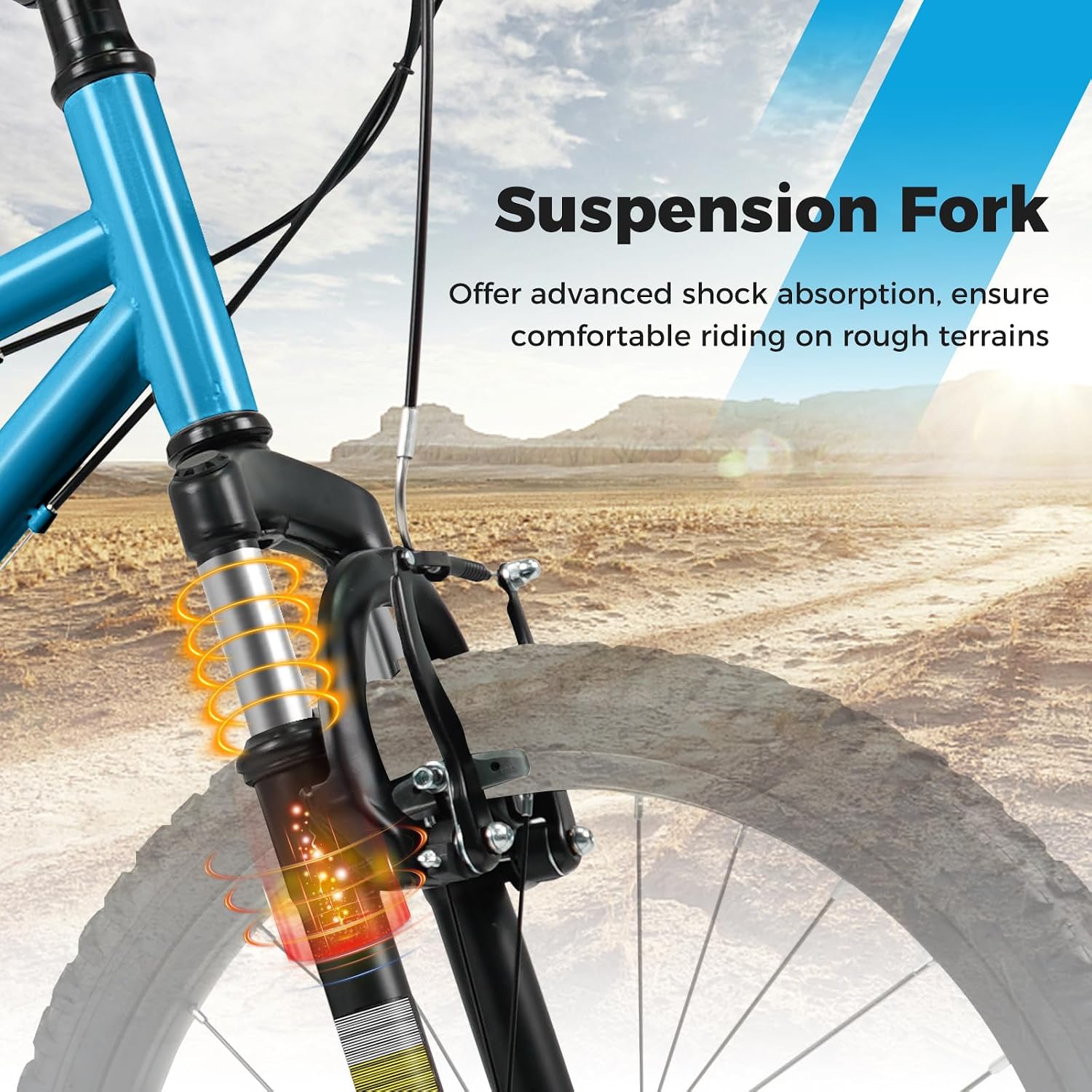 Goplus Mountain Bike, 20/24 Inch Kids Bicycle w/ 6-Speed Drivetrain, Suspension Fork, Dual Brakes, Adjustable Seat, Outdoor Cycling Children City Bike for Boys Girls